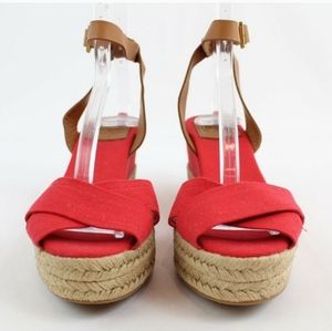 Tory Burch KarissaRed Espadrille Platform Size 9.5